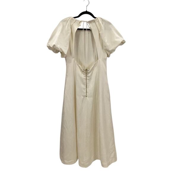 Rebecca Vallance Aimee Open Back Sateen Midi Dress In Ivory Size 8 - Picture 12 of 16